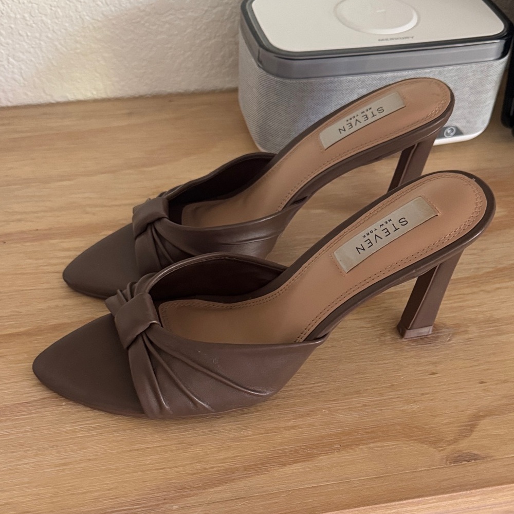 Steven By Steve Madden Brown Knotted High Heel Mule